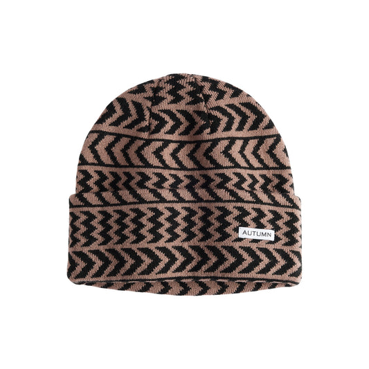 Autumn Beanie - Chevron - Dusty Mauve